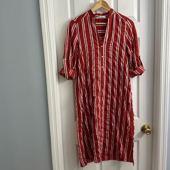 Zara Dress Midi Striped Red Beach Minimalist Casual Summer Size Extra Small - Picture 3 of 6